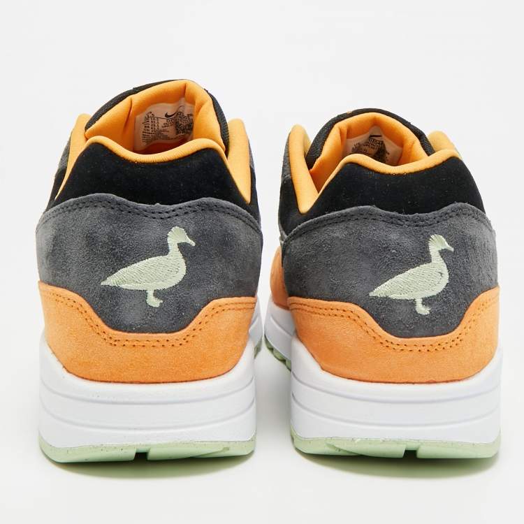 Pre Owned Nike Air Max 1 PRM Duck Honey Dew Size 45.5 Multicolor Suede Low Top Sneakers