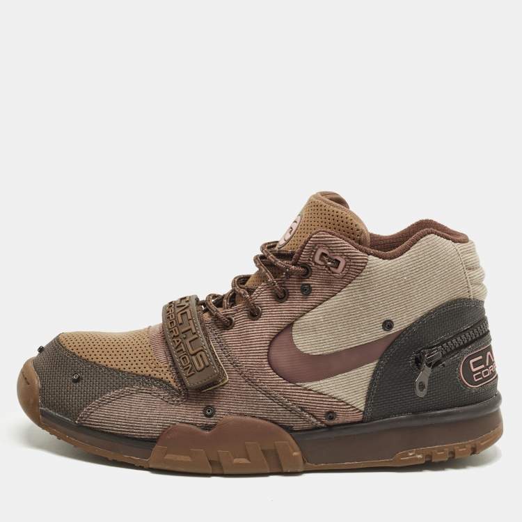 مملوكة مسبقًا Nike Air Trainer 1 SP Travis Scott Wheat Size 45.5 Multicolor Canvas High Top Sneakers