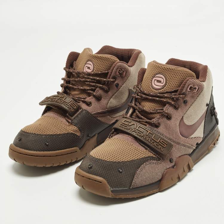 مملوكة مسبقًا Nike Air Trainer 1 SP Travis Scott Wheat Size 45.5 Multicolor Canvas High Top Sneakers