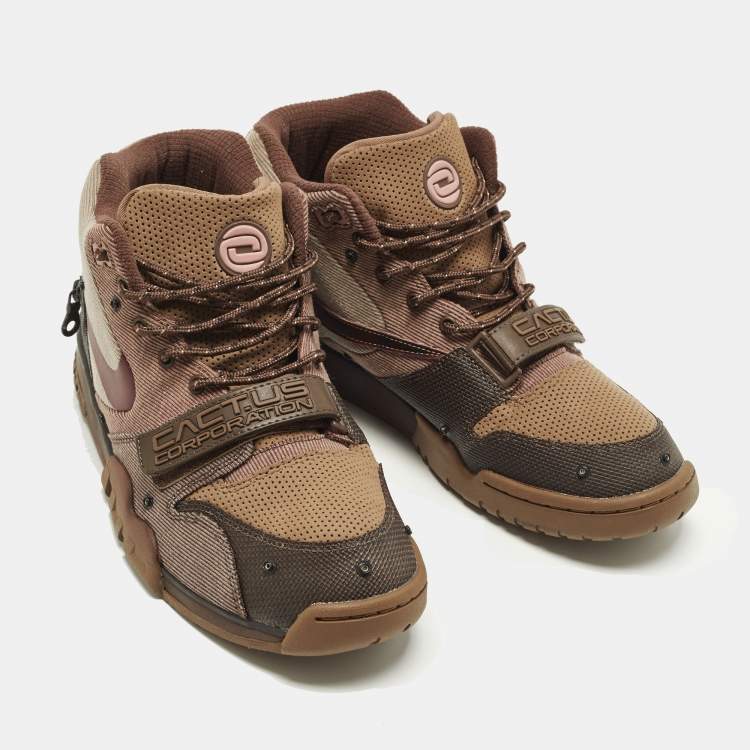 مملوكة مسبقًا Nike Air Trainer 1 SP Travis Scott Wheat Size 45.5 Multicolor Canvas High Top Sneakers