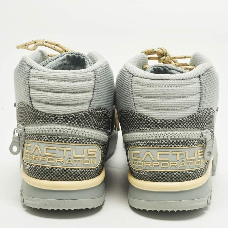 Pre Owned Nike Air Trainer 1 SP Travis Scott Grey Haze Size 46 Multicolor Canvas High Top Sneakers