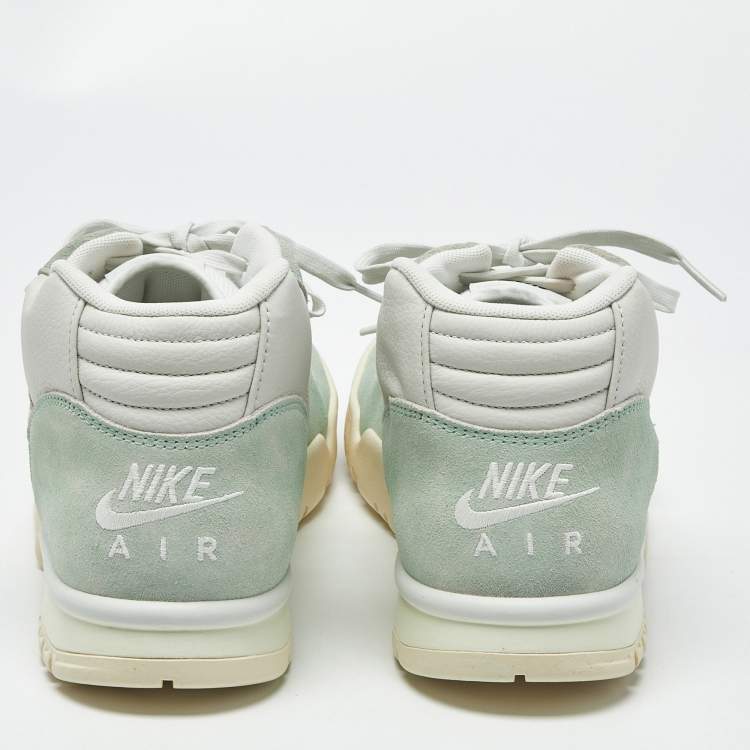Pre Owned Nike Air Trainer 1 Enamel Green Size 45.5 Green/White Suede and Leather High Top Sneakers