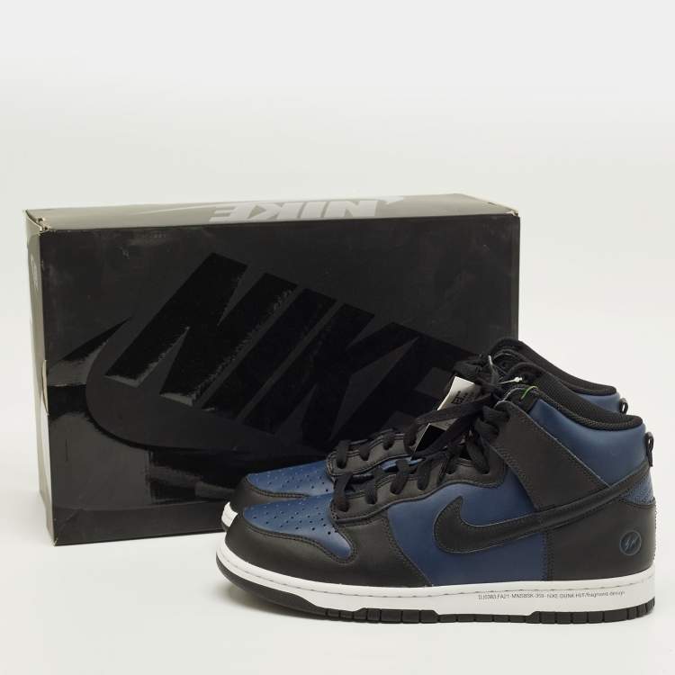 Pre Owned Nike Dunk Fragment Tokyo Size 45 Black/Blue Leather High Top Sneakers