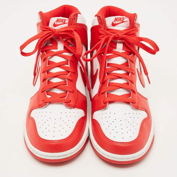 Pre Owned Nike Dunk Championship White Red Size 45 Red/White Leather High Top Sneakers