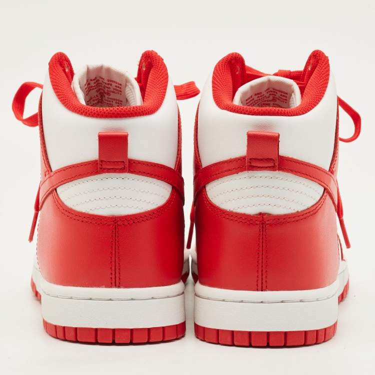 Pre Owned Nike Dunk Championship White Red Size 45 Red/White Leather High Top Sneakers