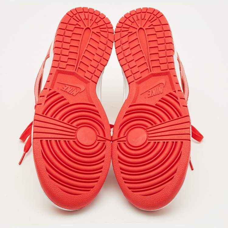 Pre Owned Nike Dunk Championship White Red Size 45 Red/White Leather High Top Sneakers