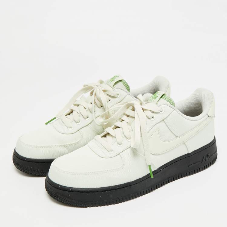 Pre Owned Nike air force 1 low Size 42.5 White Canvas and Leather 07 LV8 Sea Glass Lace Up Sneakers