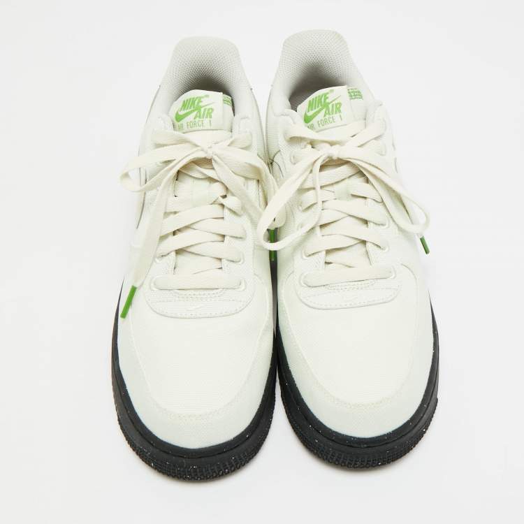 Pre Owned Nike air force 1 low Size 42.5 White Canvas and Leather 07 LV8 Sea Glass Lace Up Sneakers