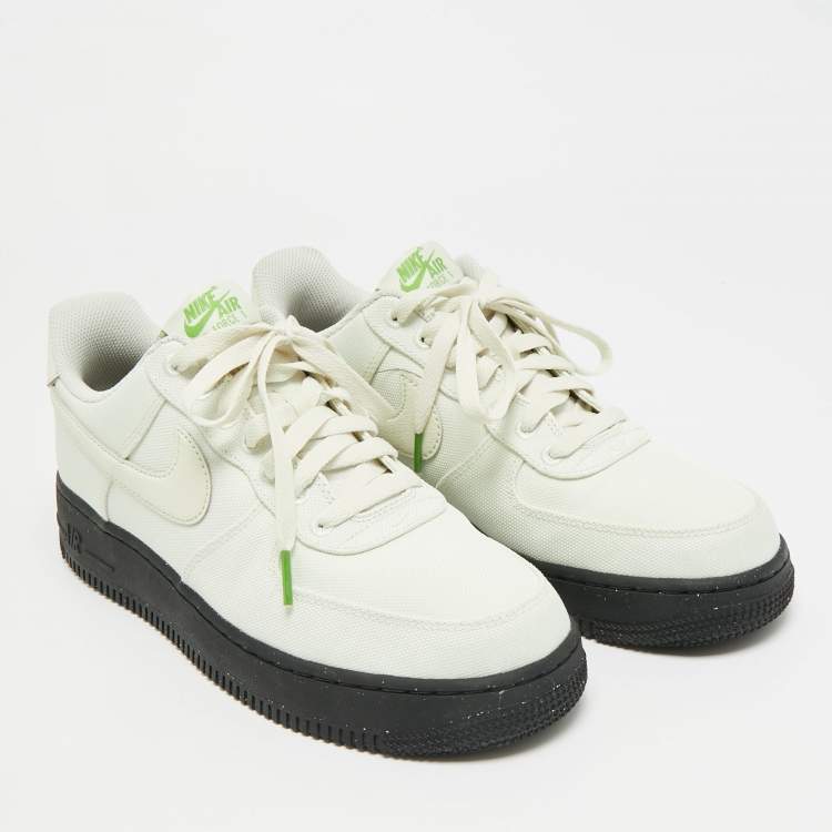 Pre Owned Nike air force 1 low Size 42.5 White Canvas and Leather 07 LV8 Sea Glass Lace Up Sneakers