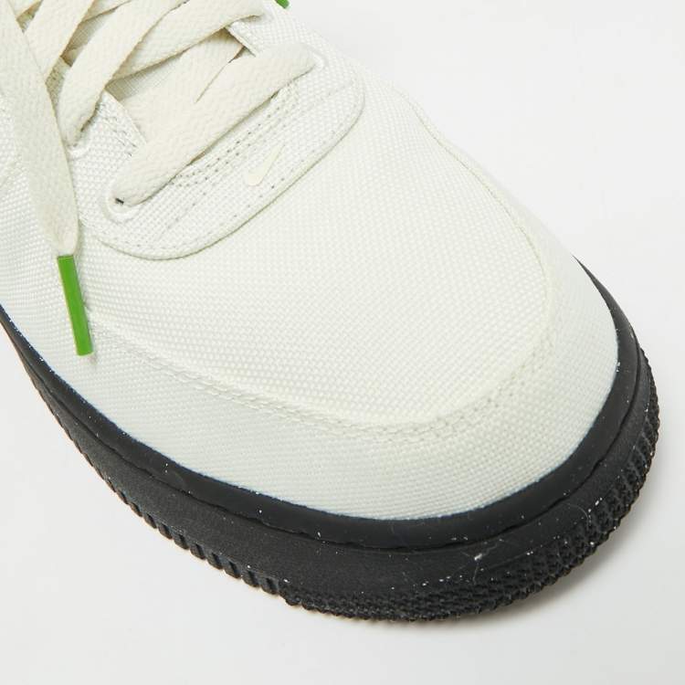 Pre Owned Nike air force 1 low Size 42.5 White Canvas and Leather 07 LV8 Sea Glass Lace Up Sneakers