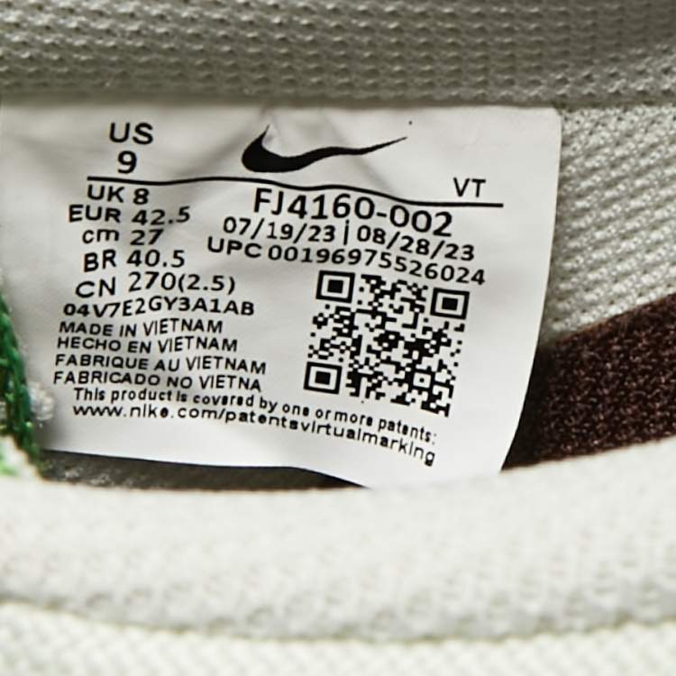 Pre Owned Nike air force 1 low Size 42.5 White Canvas and Leather 07 LV8 Sea Glass Lace Up Sneakers