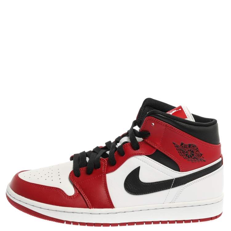 Air Jordan 1 Mid Nike Tricolor Leather Chicago High Top Sneakers