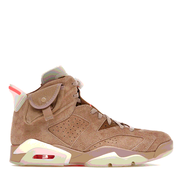 Pre Owned Nike Jordan 6 Travis Scott British Khaki Sneakers Size (US 9.5) EU 43