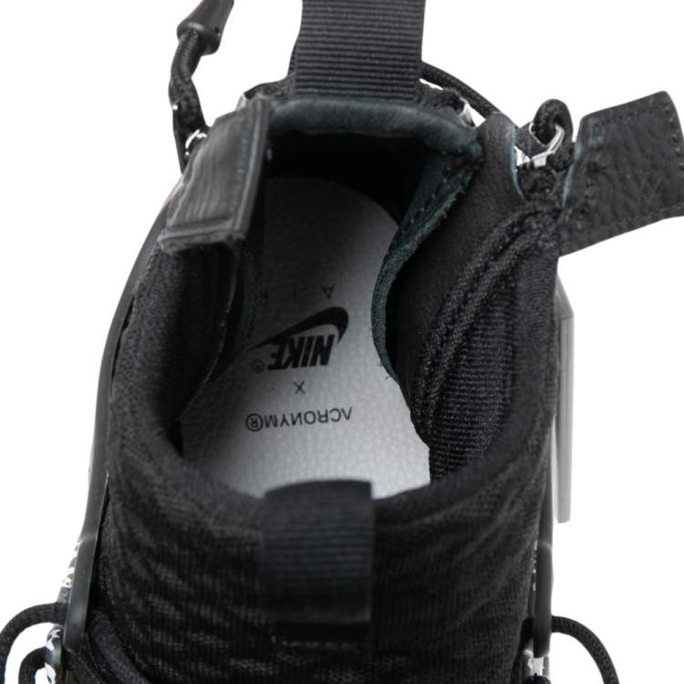 Pre Owned Nike Air Presto Mid Acronym Black/Grey Fabric And Rubber Lace Up  Sneakers Size 42.5
