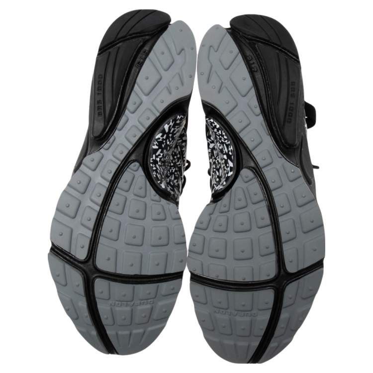 Pre Owned Nike Air Presto Mid Acronym Black/Grey Fabric And Rubber Lace Up  Sneakers Size 42.5