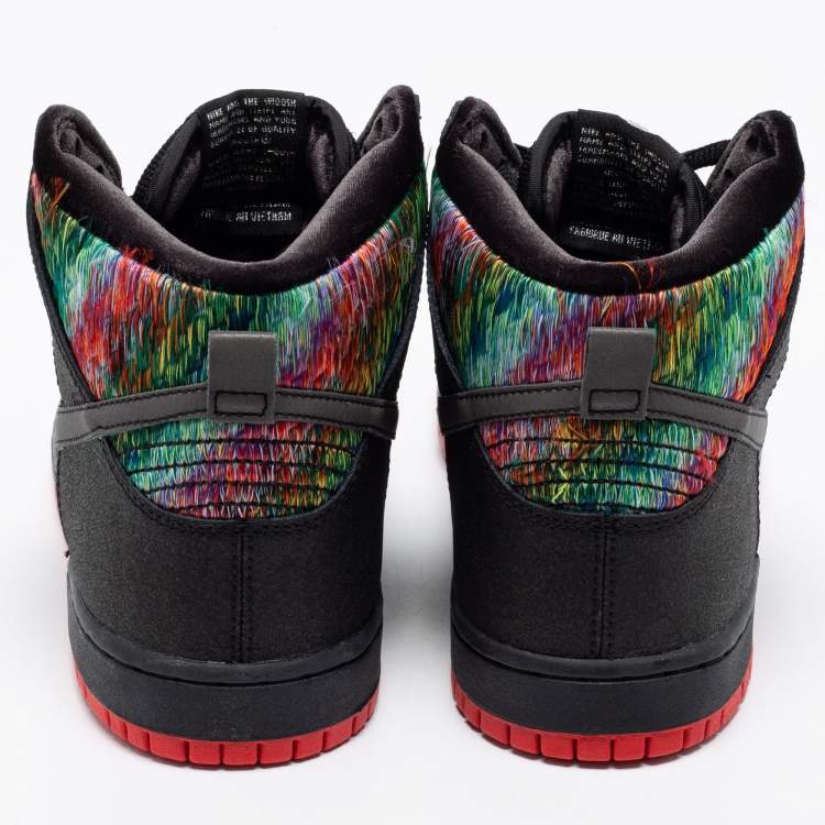Pre Owned Nike Black/Multicolor Faux Leather and Embroidered Fabric SPoT SB Dunk High-Top Gasparilla Sneakers Size 43