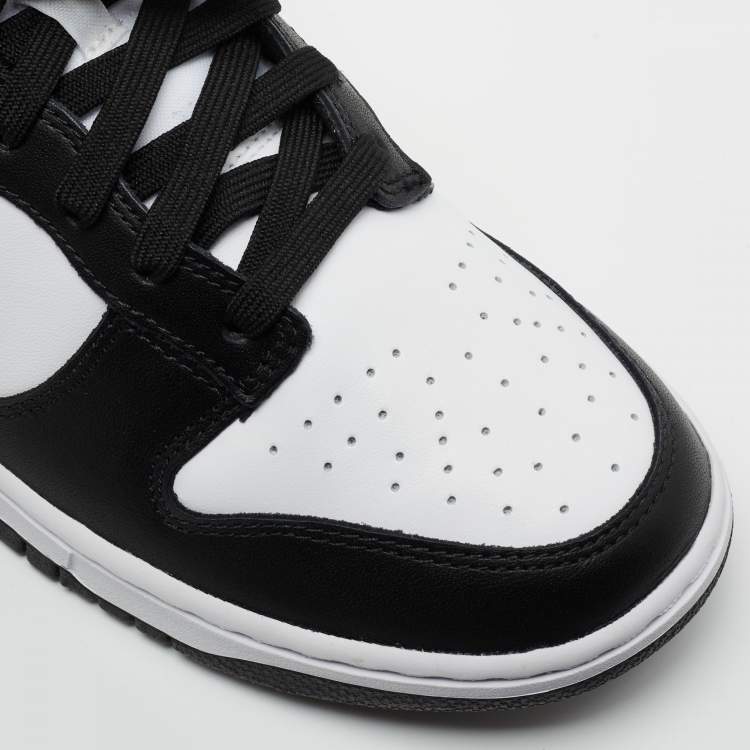 Pre Owned Nike Dunk Black/White Leather Low Top Sneakers Size 44