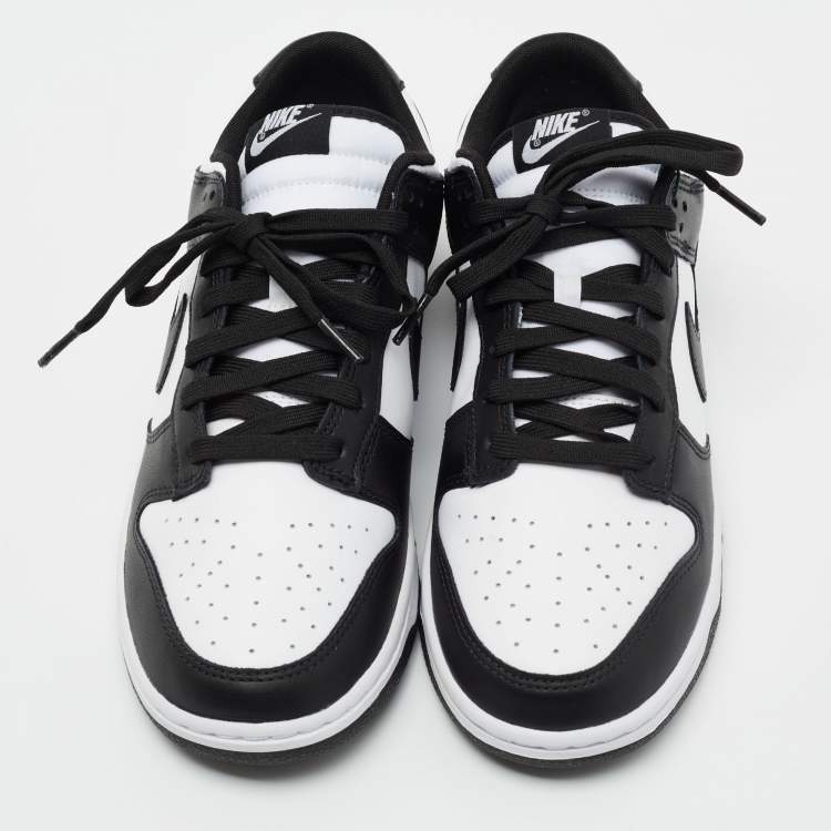 Pre Owned Nike Dunk Black/White Leather Low Top Sneakers Size 44