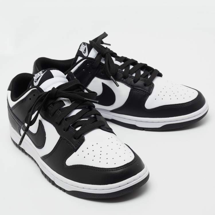 Pre Owned Nike Dunk Black/White Leather Low Top Sneakers Size 44