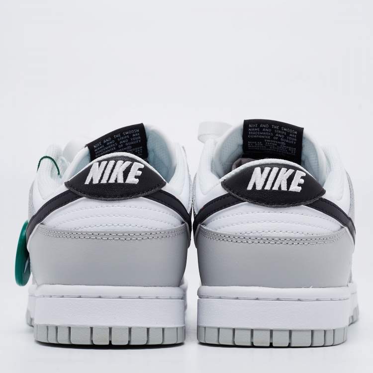 Pre Owned Nike White/Grey Leather Dunk Grey Fog Low Top Sneakers Size 42