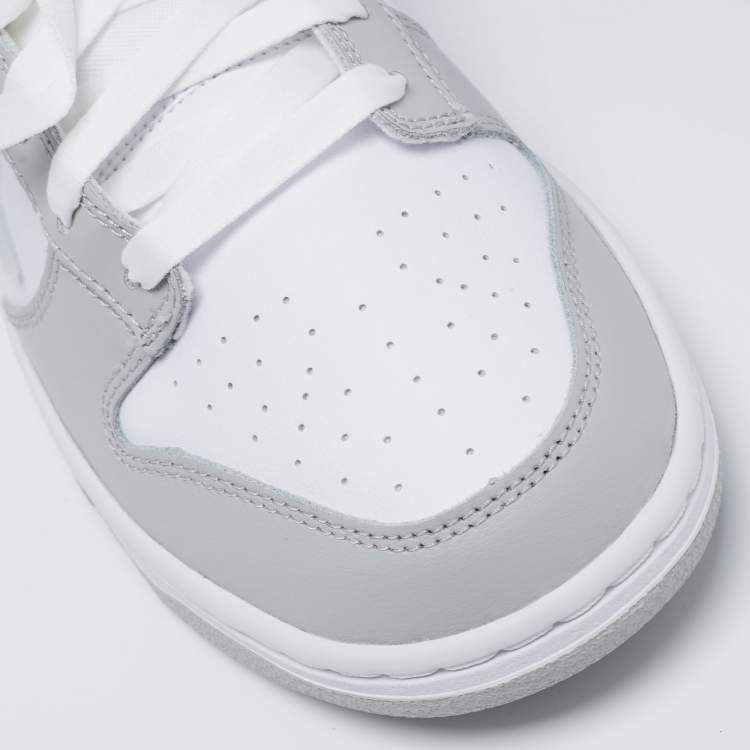 Pre Owned Nike White/Grey Leather Dunk Grey Fog Low Top Sneakers Size 42