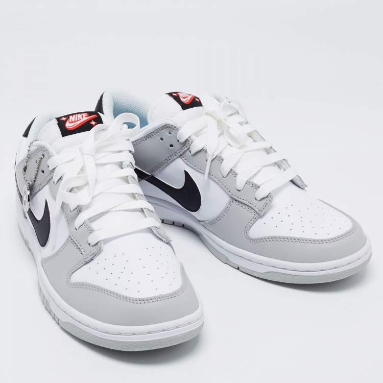 Pre Owned Nike White/Grey Leather Dunk Grey Fog Low Top Sneakers Size 42