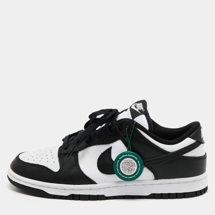 Pre Owned Nike Black/White Leather Dunk Retro Low Top Sneakers Size 41