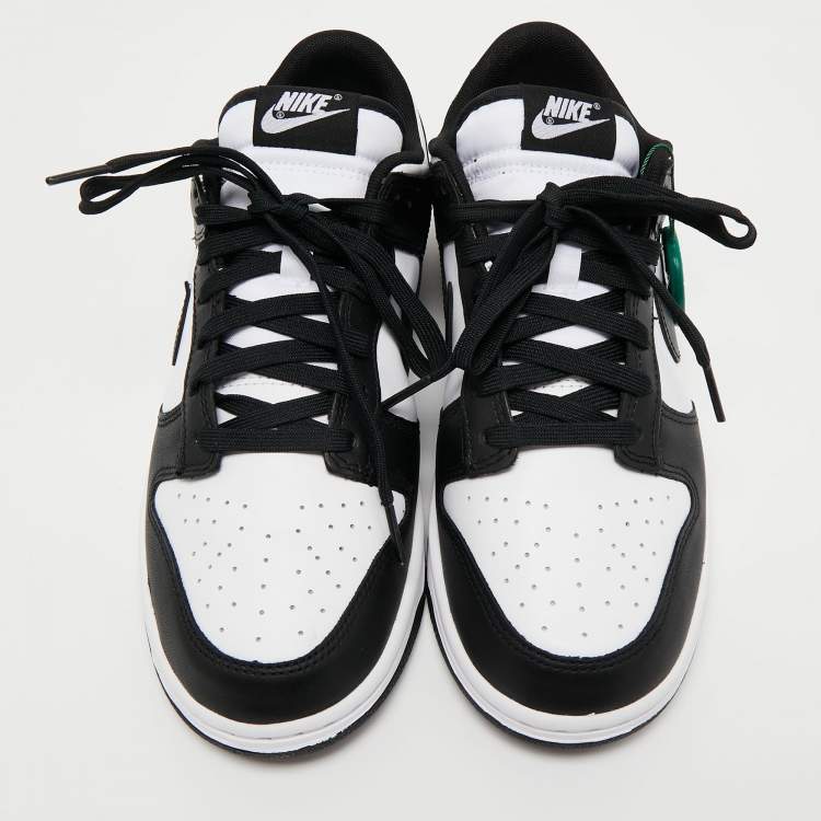 Pre Owned Nike Black/White Leather Dunk Retro Low Top Sneakers Size 41