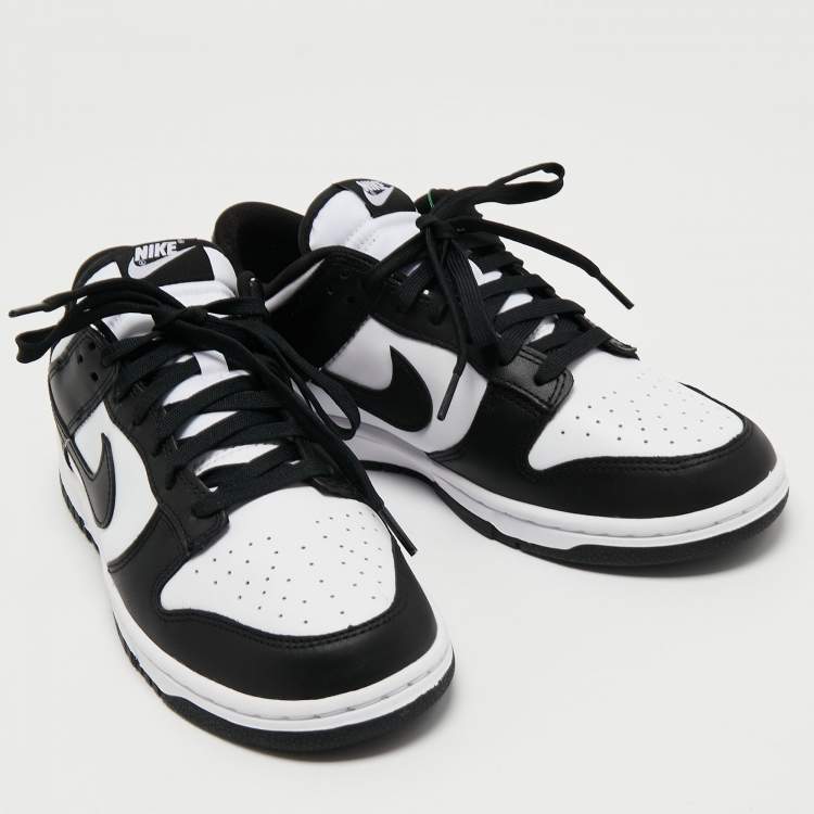 Pre Owned Nike Black/White Leather Dunk Retro Low Top Sneakers Size 41