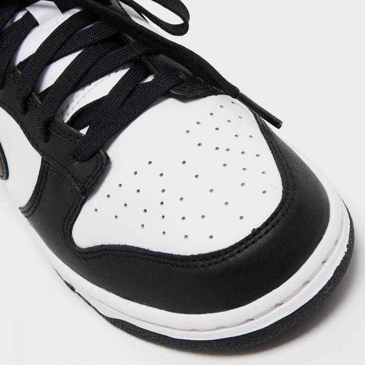 Pre Owned Nike Black/White Leather Dunk Retro Low Top Sneakers Size 41
