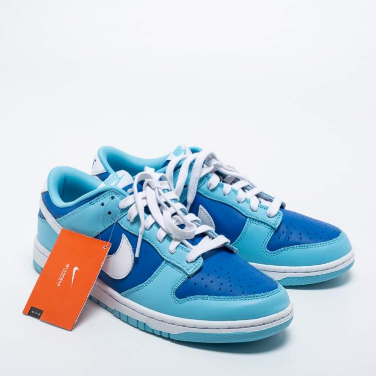 Pre Owned Nike Tricolor Leather Dunk Low Argon Low Top Sneakers Size 42