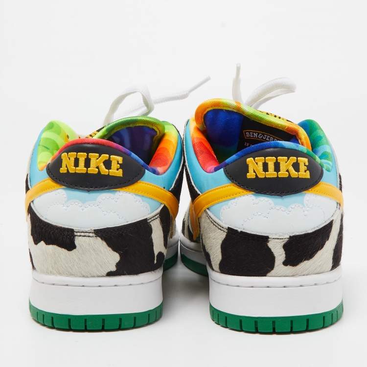 Pre Owned Nike x  Ben & Jerry's Multicolor Pony Hair And Leather SB Dunk "Chunky Dunky" Low Top Sneakers Size 47.5