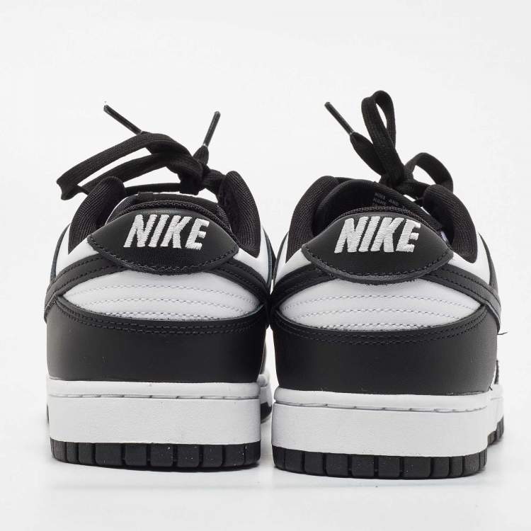 Pre Owned Nike White/Black Leather Dunk Low Sneakers Size 46