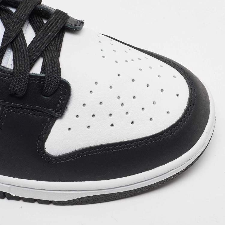 Pre Owned Nike White/Black Leather Dunk Low Sneakers Size 46