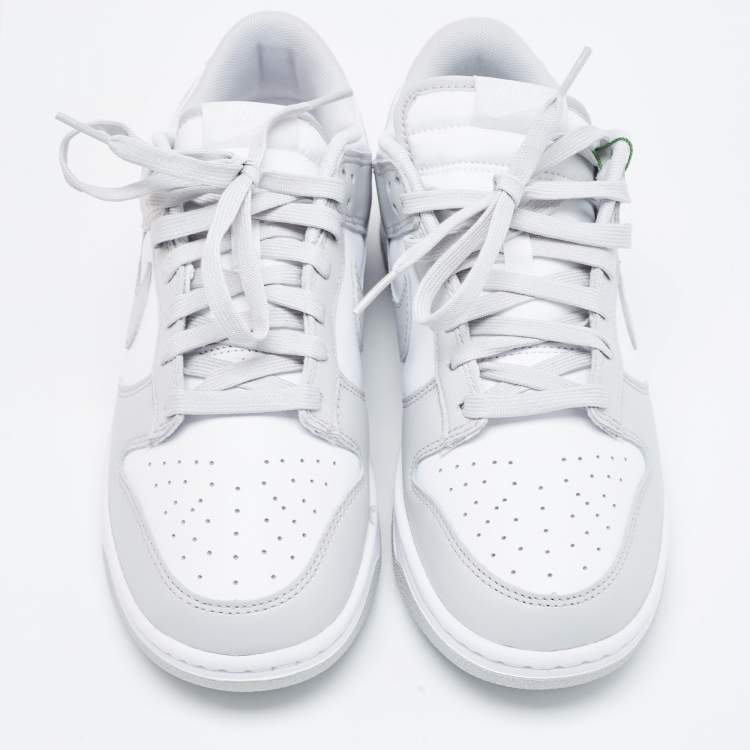 Pre Owned Nike Grey/White Leather Dunk Retro Grey Fog Low Top Sneakers Size 41