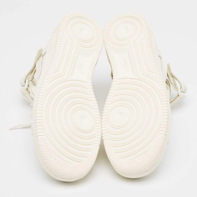 Pre Owned Nike Air Force  White Leather Air Force1 Mid Comme Sneakers Size 42.5