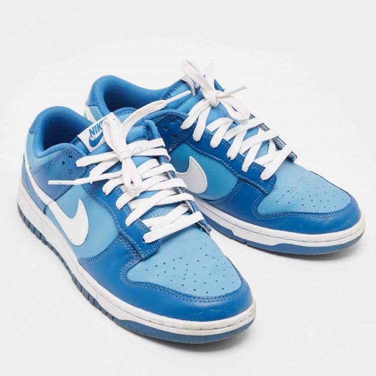 Pre Owned Nike Blue/White Leather Dunk Low 'University Blue Sneakers Size 43