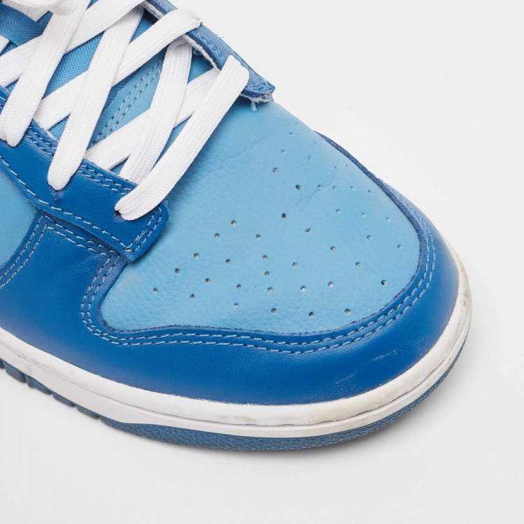 Pre Owned Nike Blue/White Leather Dunk Low 'University Blue Sneakers Size 43