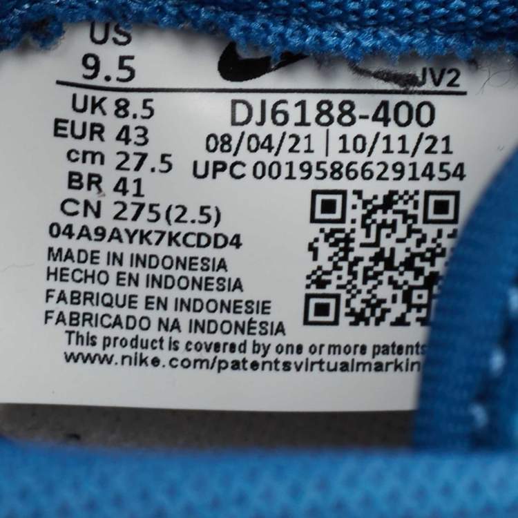 Pre Owned Nike Blue/White Leather Dunk Low 'University Blue Sneakers Size 43