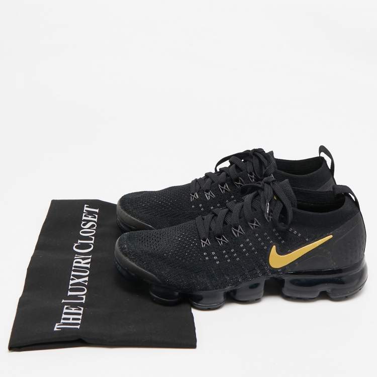 Pre Owned Nike Black Knit Fabric Vapormax Lace Up Sneakers Size 40