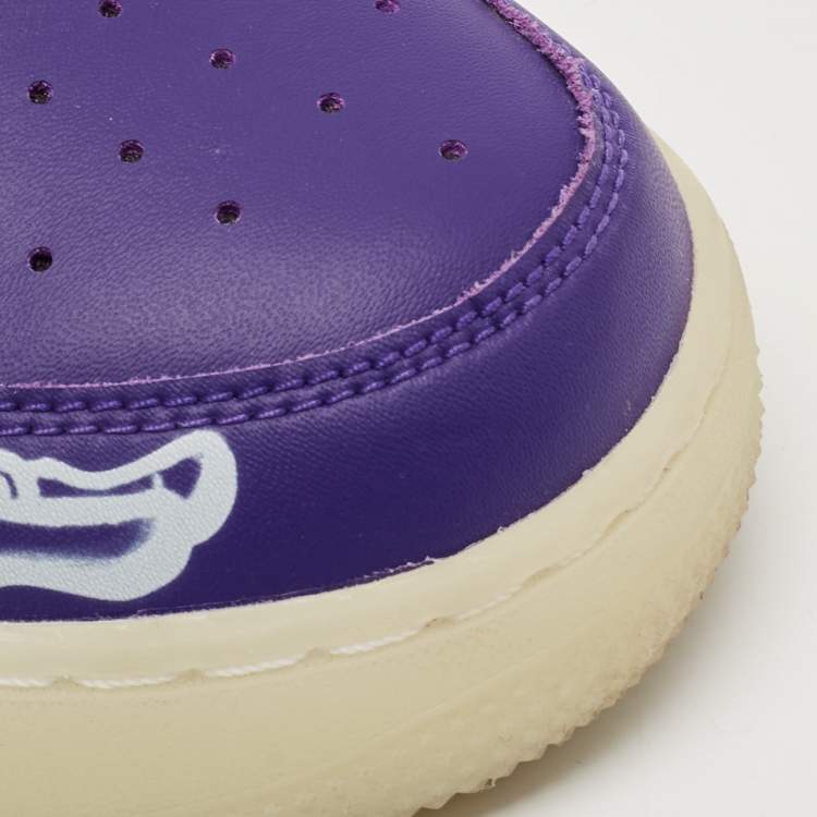 Pre Owned Nike Purple Leather Force 1 Low '07 QS "Purple Skeleton Halloween Sneakers Size 40               