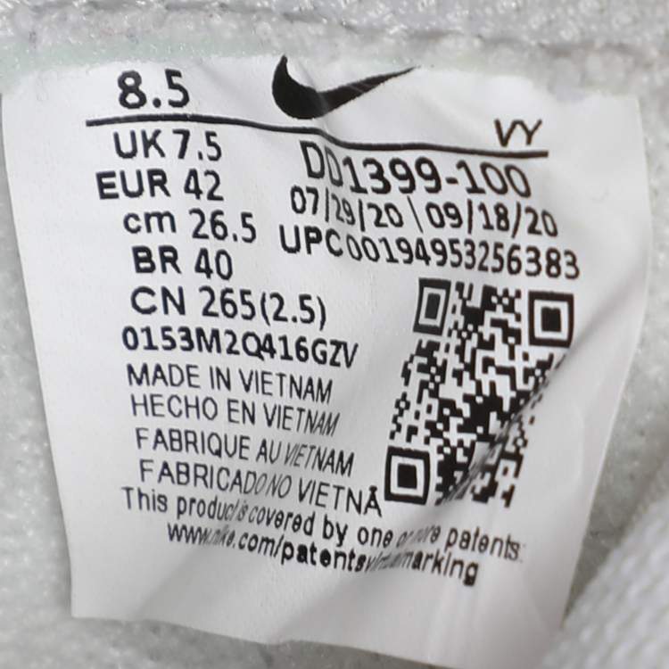 Pre Owned Nike White/ Vast Grey Leather Dunk Retro High Sneakers Size 42