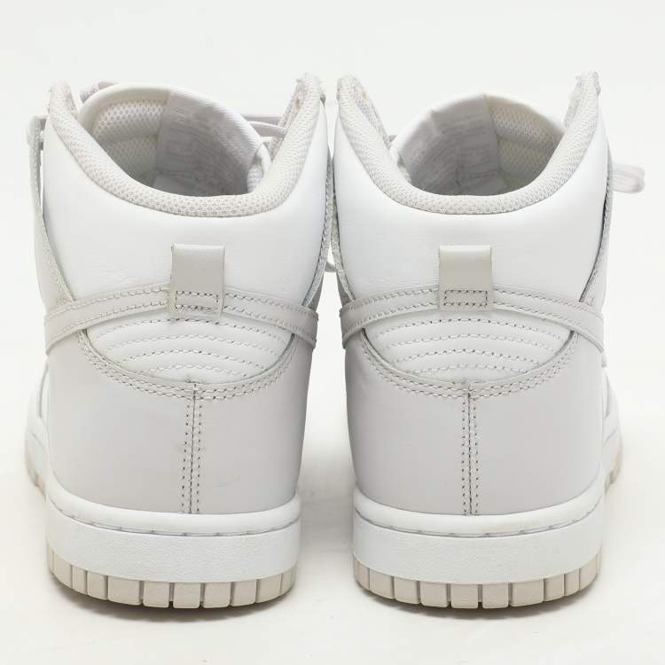 Pre Owned Nike White/ Vast Grey Leather Dunk Retro High Sneakers Size 42