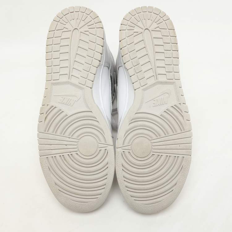 Pre Owned Nike White/ Vast Grey Leather Dunk Retro High Sneakers Size 42
