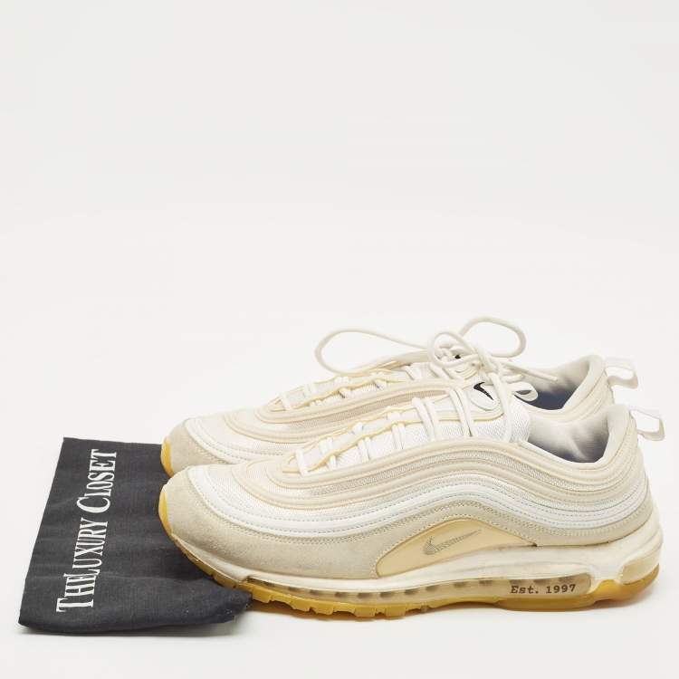Pre Owned Nike White Mesh and Suede Air Max 97 M. Frank Rudy Sneakers Size 46