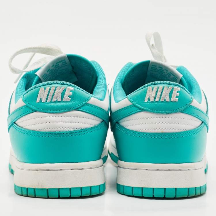 Pre Owned Nike Green/White Leather Dunk Low 'University Blue Sneakers Size 45.5