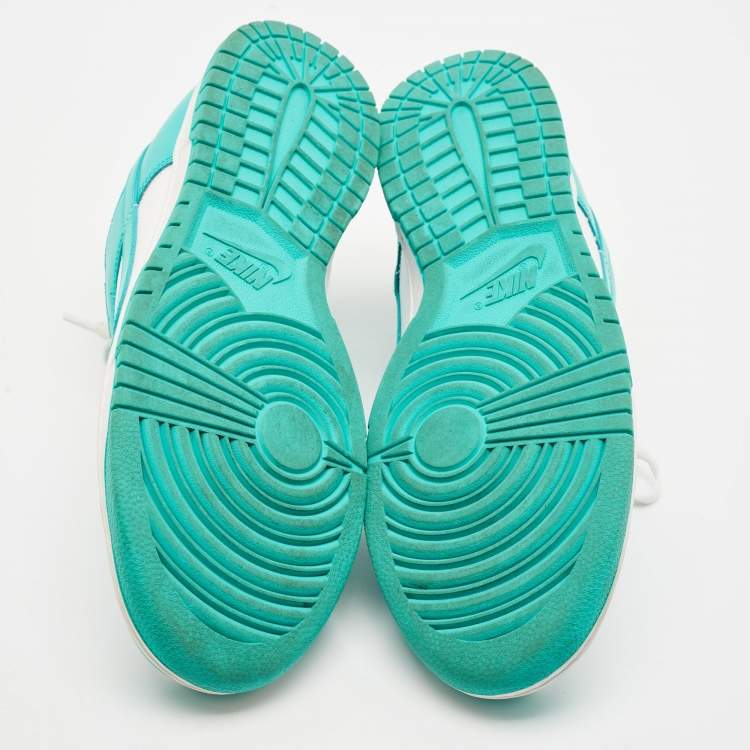 Pre Owned Nike Green/White Leather Dunk Low 'University Blue Sneakers Size 45.5