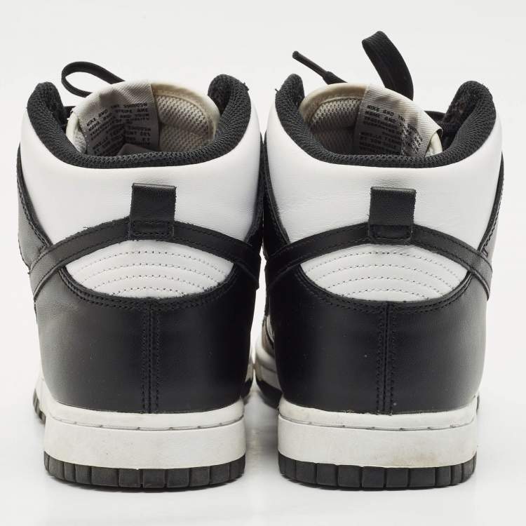 Pre Owned Nike Black/White Leather Dunk High Panda Sneakers Size 41