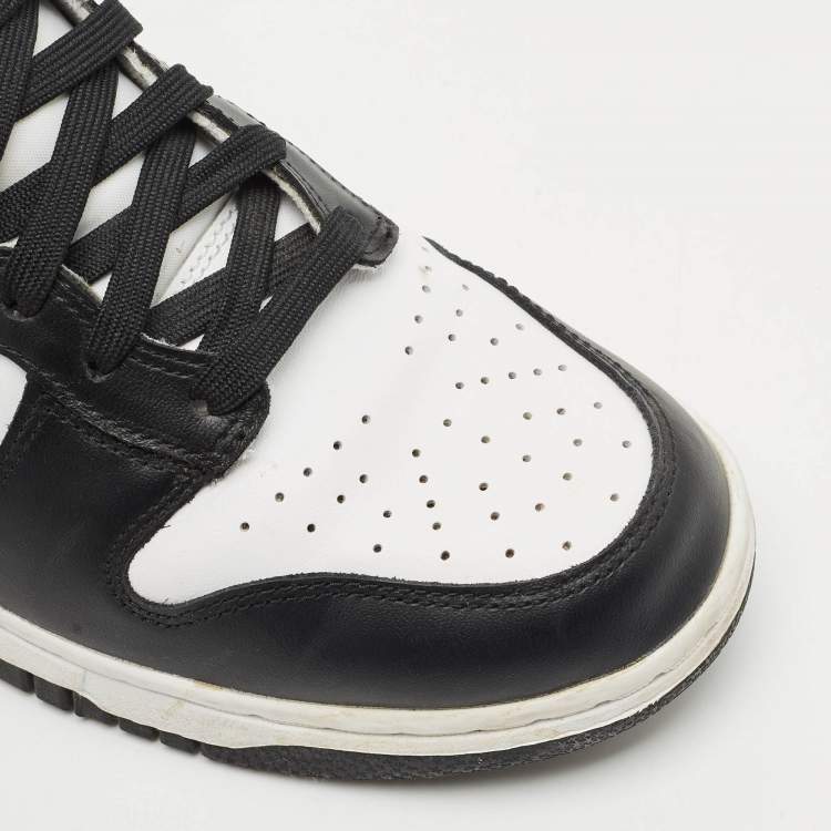 Pre Owned Nike Black/White Leather Dunk High Panda Sneakers Size 41
