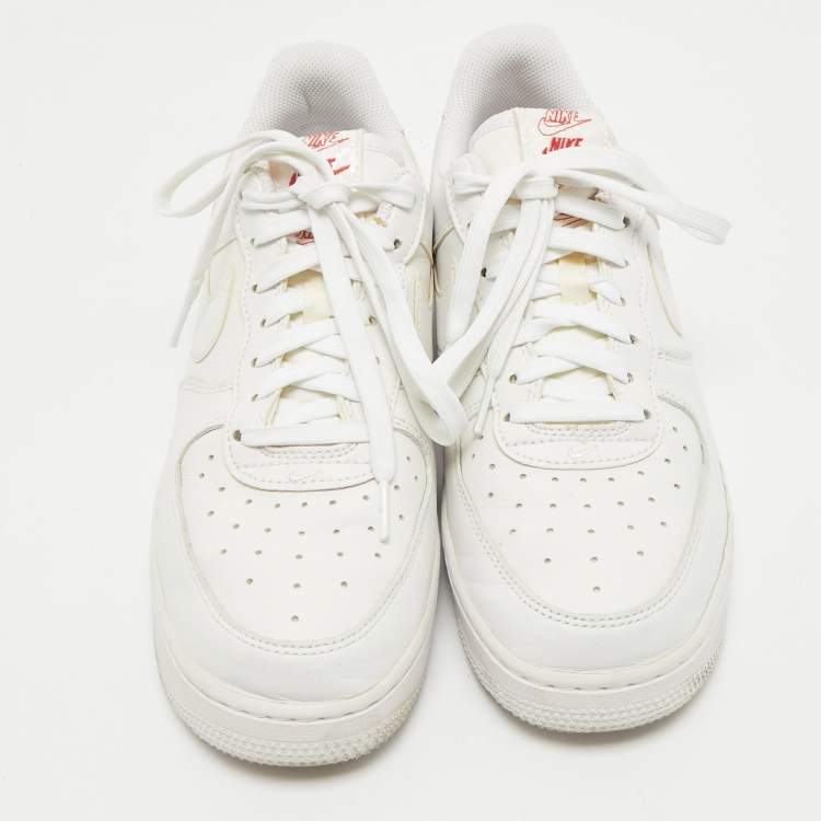 Pre Owned Nike White Leather Dunk Low Lace Up Sneakers Size 40